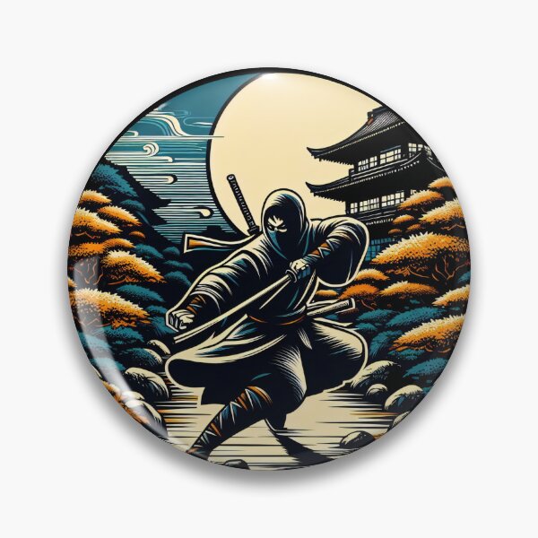 Item preview, Ninjutsu Pose Ninja Ukiyo-e Circle Design designed and sold by RedDesignSyc.