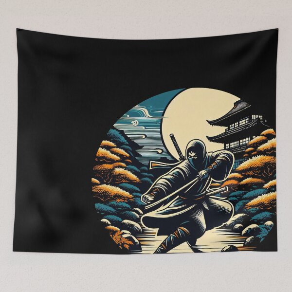 Item preview, Ninjutsu Pose Ninja Ukiyo-e Circle Design designed and sold by RedDesignSyc.