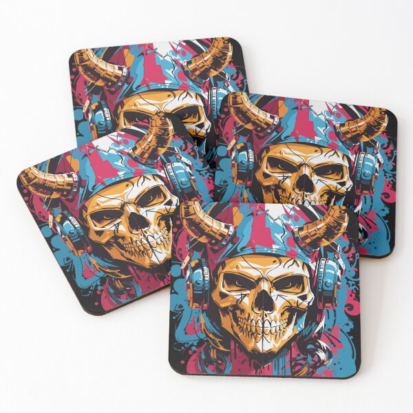 Item preview, Skull with Horns and Headphones designed and sold by Myriam Iart.