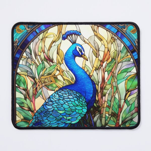 Artikelvorschau, Buntglas-Pfau – Jugendstil entworfen und verkauft von ArtNouveauChic.