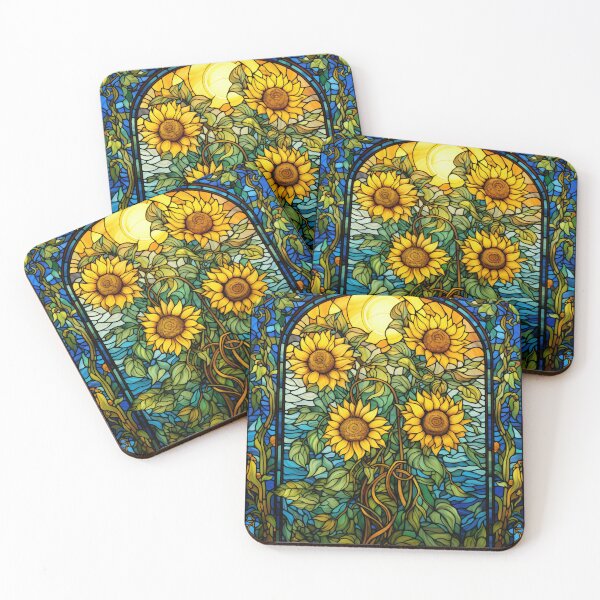 Artikelvorschau, Sonnenblumen Buntglas Jugendstil entworfen und verkauft von ArtNouveauChic.