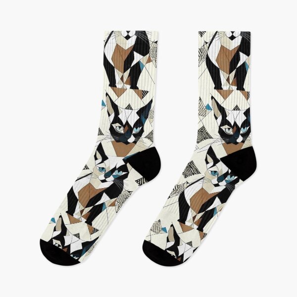 Item preview, Geometric Siamese Cats Pattern designed and sold by Geonimalia.