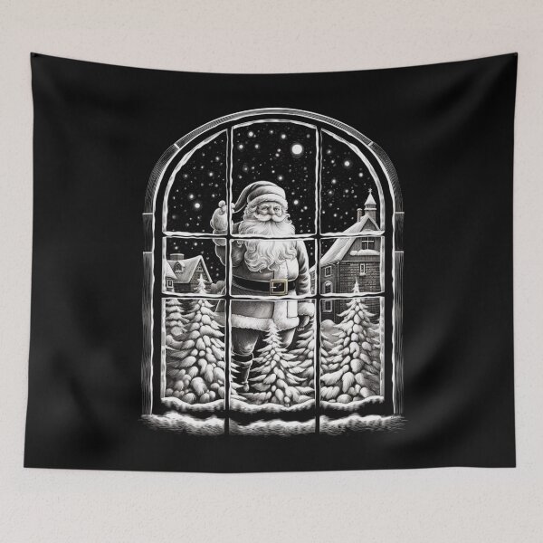 Item preview, Santa Claus Night Scene Window Pictures for Chalk Marker designed and sold by AnnaMDesign.