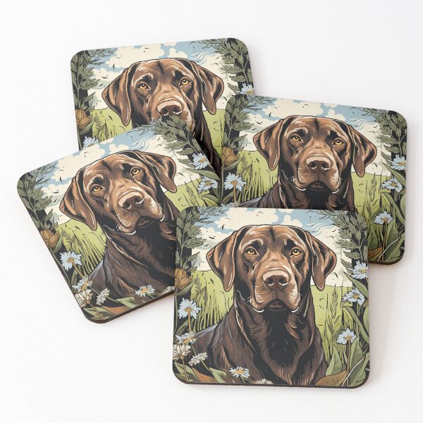Item preview, brown Labrador Retriever in old retro design designed and sold by retriever-dogs.