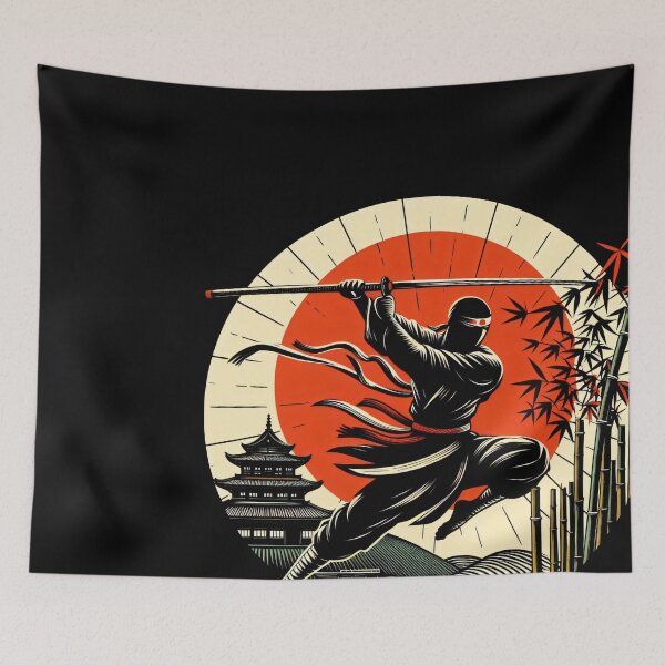 Item preview, Ninjutsu Katana Fighter japanese Flag Design designed and sold by RedDesignSyc.