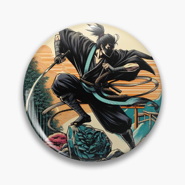 Item preview, Ninjutsu jumping Pose Ukiyo-e Zen Garden Design designed and sold by RedDesignSyc.