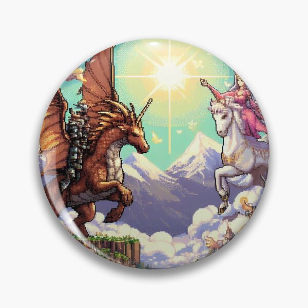 Item preview, Dark Knight on Dragon Unicorn vs Elf on Pegasus designed and sold by MysticStitchery.