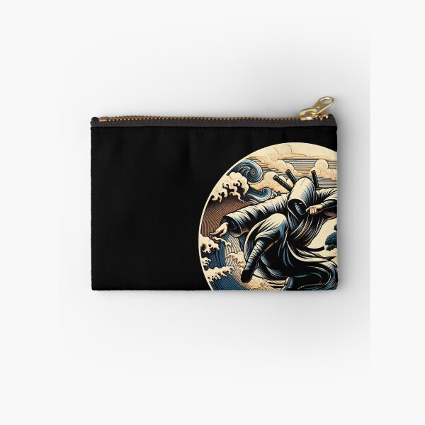 Item preview, Ninjutsu jumping Pose Ukiyo-e Wave Design designed and sold by RedDesignSyc.