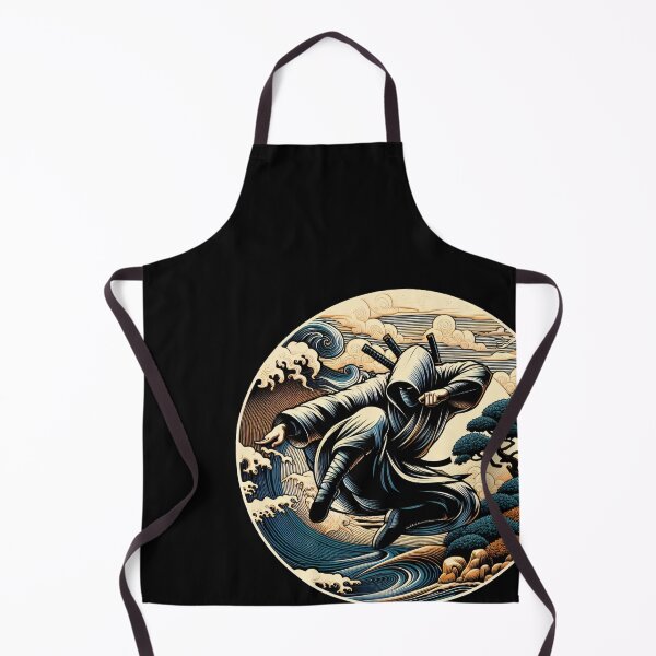 Item preview, Ninjutsu jumping Pose Ukiyo-e Wave Design designed and sold by RedDesignSyc.
