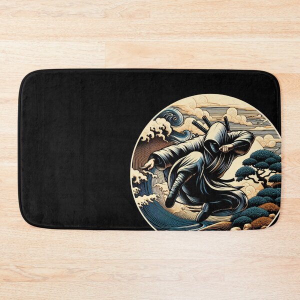 Item preview, Ninjutsu jumping Pose Ukiyo-e Wave Design designed and sold by RedDesignSyc.