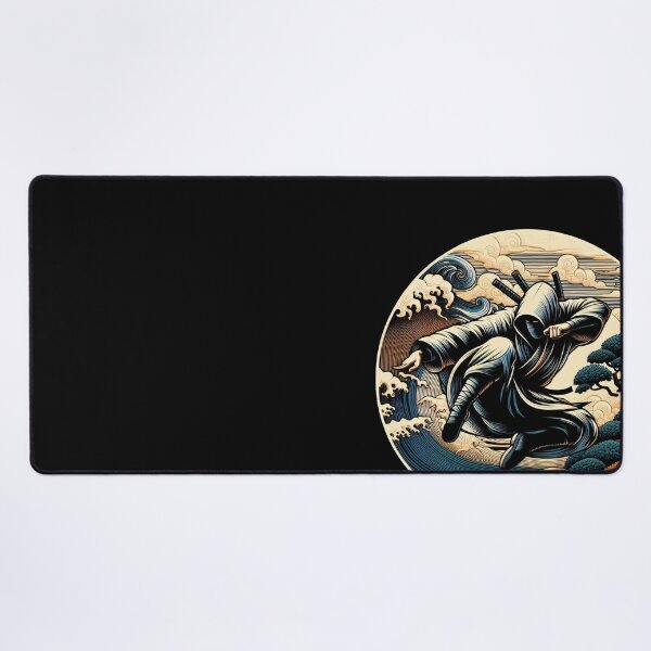 Item preview, Ninjutsu jumping Pose Ukiyo-e Wave Design designed and sold by RedDesignSyc.
