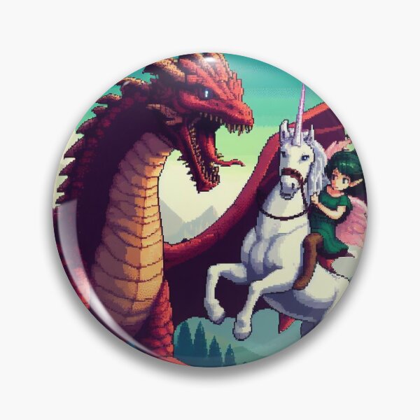 Item preview, Elf on Unicorn vs Red Dragon designed and sold by MysticStitchery.