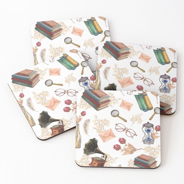 Item preview, Cozy Books,Envelop and glasses Vintage Pattern designed and sold by Hawa Shama.