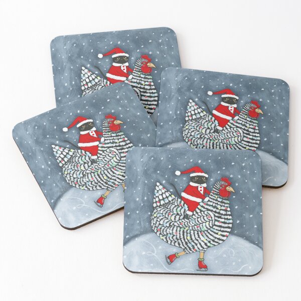 Item preview, Ice Skating Christmas Chicken designed and sold by KilkennyCat Art.