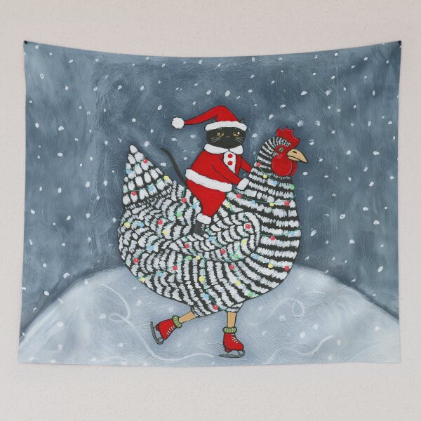 Item preview, Ice Skating Christmas Chicken designed and sold by KilkennyCat Art.