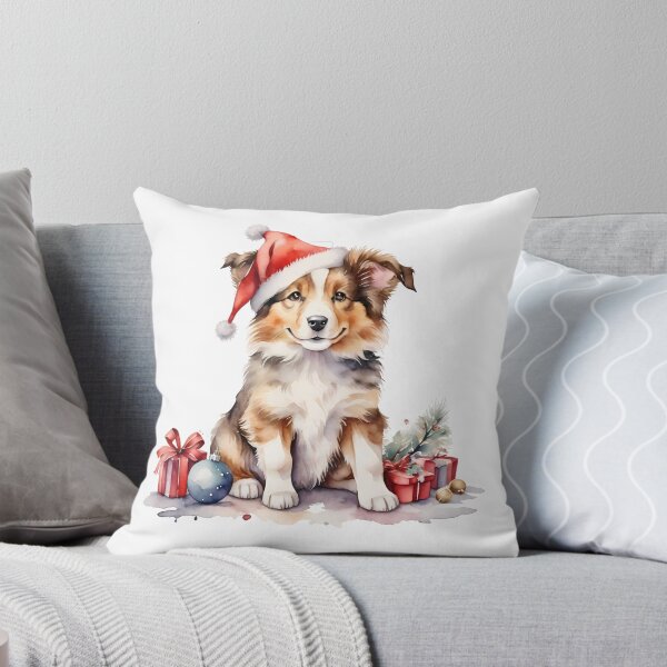 Item preview, digital clipart of a watercolor collies dog cute on Christmas day designed and sold by cartoon4289.