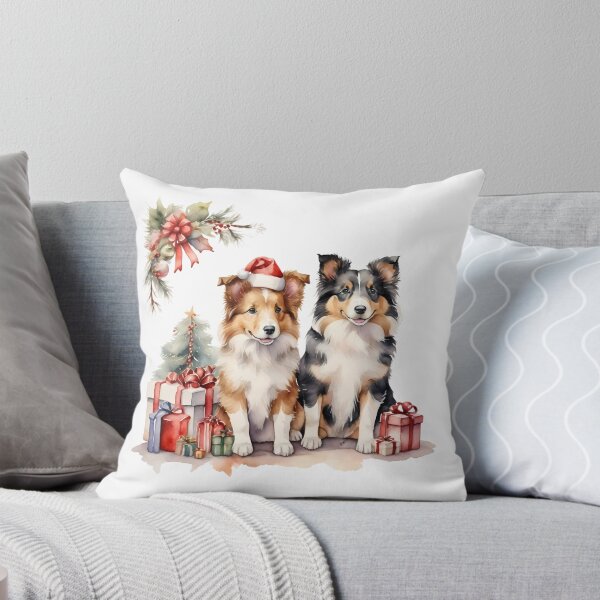 Item preview, Watercolor digital clipart couple collies dog cute on Christmas day designed and sold by cartoon4289.