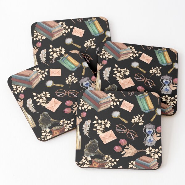 Item preview, Cozy Books,Envelop and glasses Vintage Pattern designed and sold by Hawa Shama.