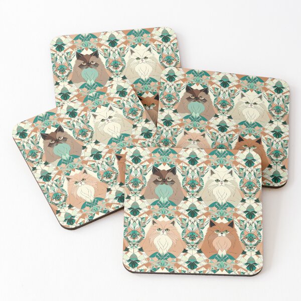 Item preview, Geometric Persian Cats Pattern designed and sold by Geonimalia.