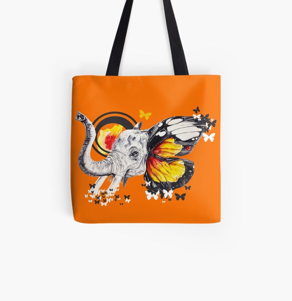 L'éléphant Magnifique Orange All Over Print Tote Bag