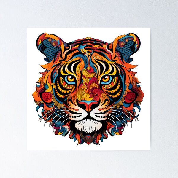 Item preview, colorful Tiger paisley rainbow designed and sold by zoldi.