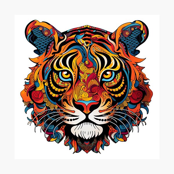 Item preview, colorful Tiger paisley rainbow designed and sold by zoldi.