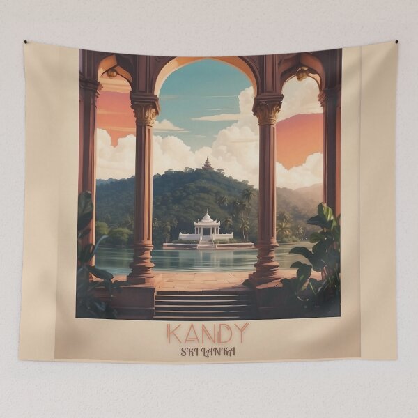 Item preview, Jewel of the Tropics: Vintage Travel Poster of Kandy, Sri Lanka designed and sold by Ceemko's Vintage Corner.