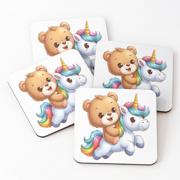 Item preview, Cute Bear Riding a Happy Unicorn Kawaii  designed and sold by TeddybearClub.