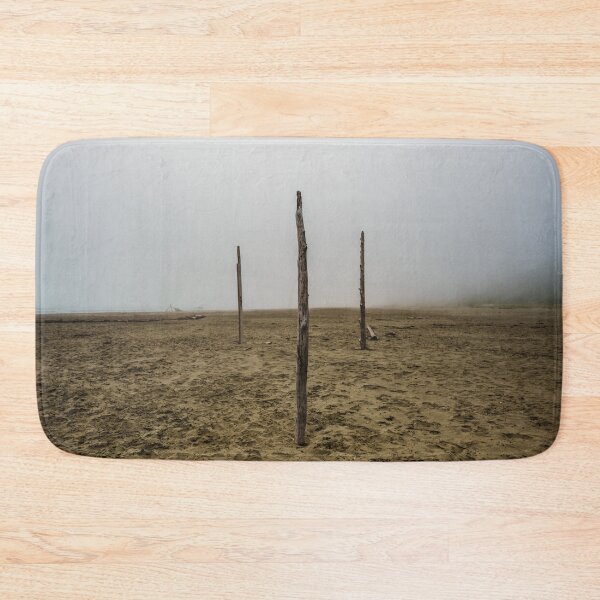 Item preview, Driftwood in a mystical arrangement on the foggy beach - photo designed and sold by CineWanderlust.