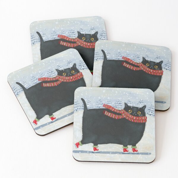 Artikelvorschau, Chonky Black Ice Skater Cat entworfen und verkauft von KilkennyCat Art.