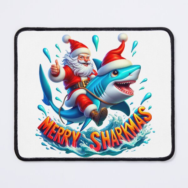 Item preview, Merry Sharkmas - Santa's Shark Sleigh: Splashing into a Vibrant Sharkmas designed and sold by Sonic-Store.