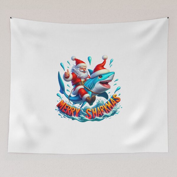 Item preview, Merry Sharkmas - Santa's Shark Sleigh: Splashing into a Vibrant Sharkmas designed and sold by Sonic-Store.
