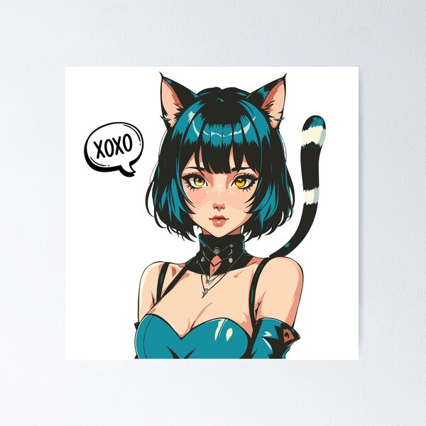 Neko Waifu Anime Cat Girl ' Poster, picture, metal print, paint by  AestheticAlex