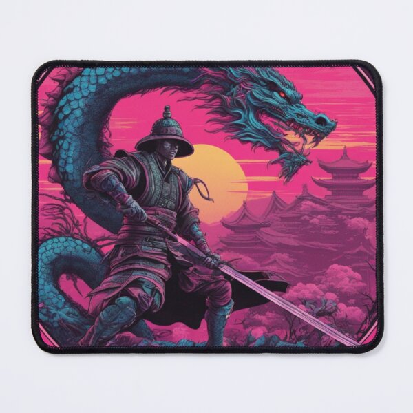 Item preview, Neon dragon and a warrior. designed and sold by livinken.