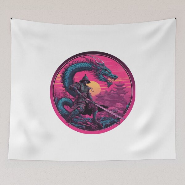 Item preview, Neon dragon and a warrior. designed and sold by livinken.