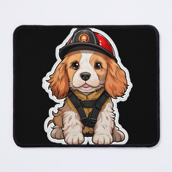 Item preview, Firefighter Clumber Spaniel designed and sold by CUTEDOGGIEZ.