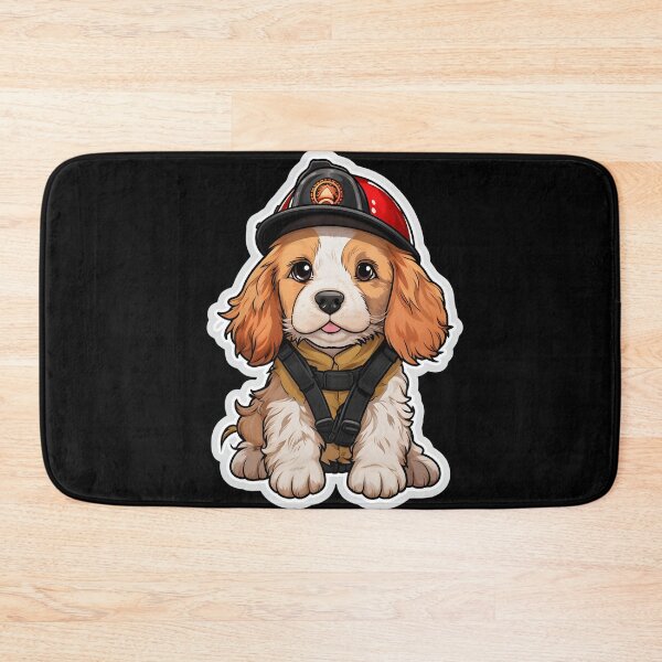 Item preview, Firefighter Clumber Spaniel designed and sold by CUTEDOGGIEZ.