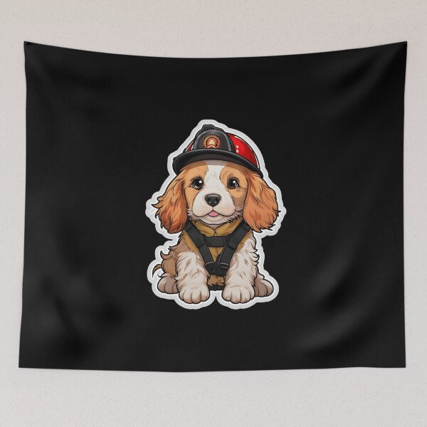 Item preview, Firefighter Clumber Spaniel designed and sold by CUTEDOGGIEZ.
