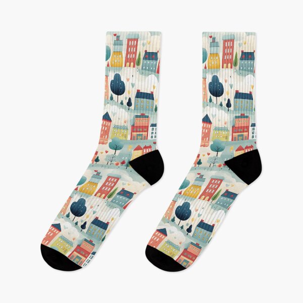 Item preview, Funny Magical City Naive Houses Pattern designed and sold by SecretDicer.