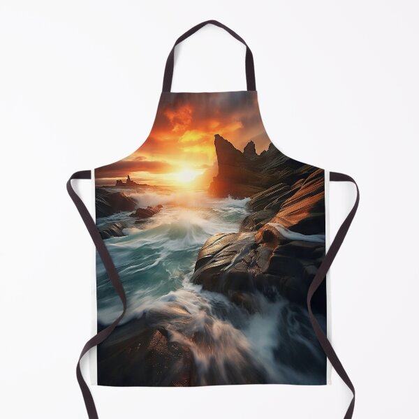 Item preview, Rocky beach at sunset in long exposure - Landscape photography designed and sold by TheArtistOf2022.
