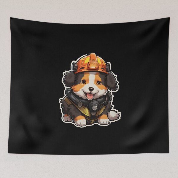 Item preview, Firefighter Scotch Collie Puppy designed and sold by CUTEDOGGIEZ.