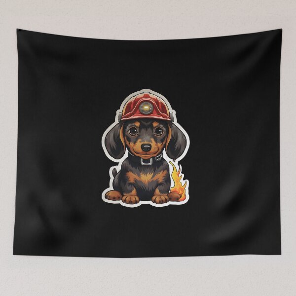 Item preview, Firefighter Dachshund designed and sold by CUTEDOGGIEZ.
