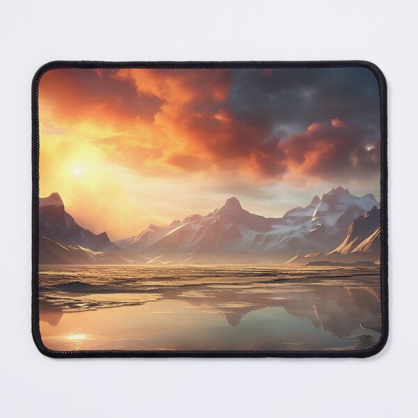 Item preview, Mountains and lake at sunset in long exposure - Landscape photography designed and sold by TheArtistOf2022.