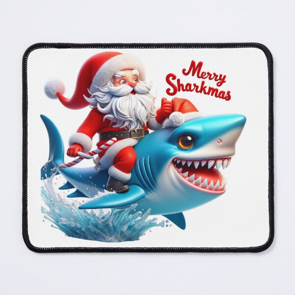Item preview, Merry sharkmas - Cheerful Santa Claus Riding a Shark: A Jolly Sharkmas Celebration designed and sold by Sonic-Store.