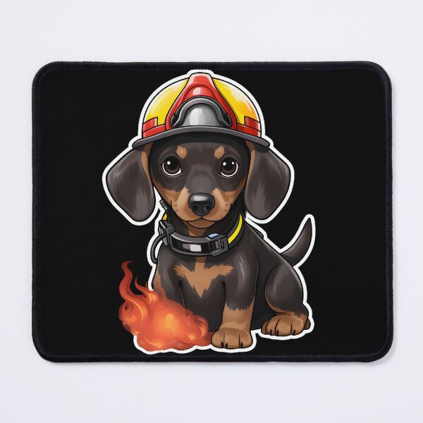 Item preview, Firefighter Teckel Puppy designed and sold by CUTEDOGGIEZ.