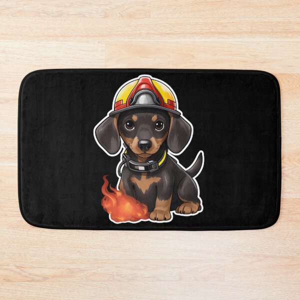 Item preview, Firefighter Teckel Puppy designed and sold by CUTEDOGGIEZ.