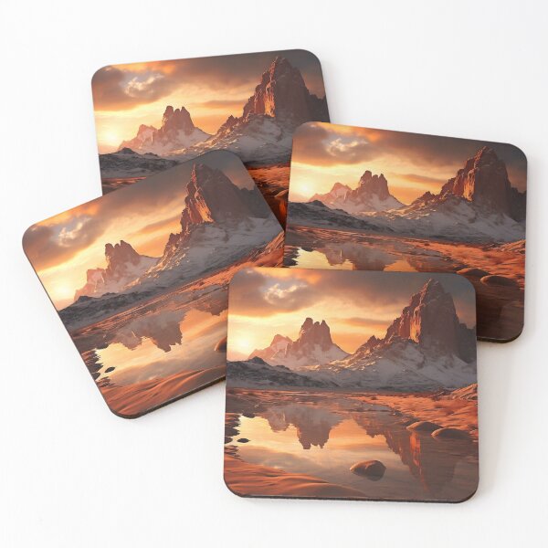 Item preview, Mountains and lake at sunset in long exposure - Landscape photography designed and sold by TheArtistOf2022.