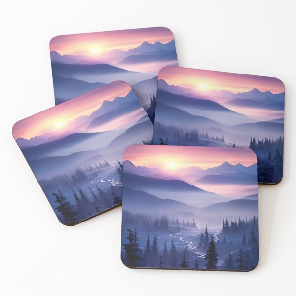 Item preview, Misty forest with river at sunset long exposure - Landscape photography designed and sold by TheArtistOf2022.