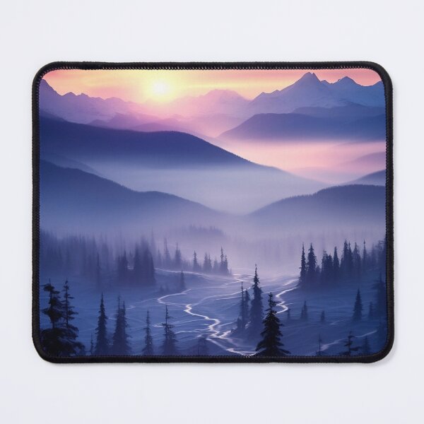 Item preview, Misty forest with river at sunset long exposure - Landscape photography designed and sold by TheArtistOf2022.