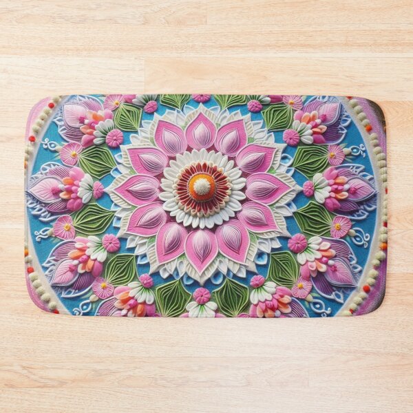 Item preview, Pink White Blue Green Rangoli designed and sold by joelle1724.